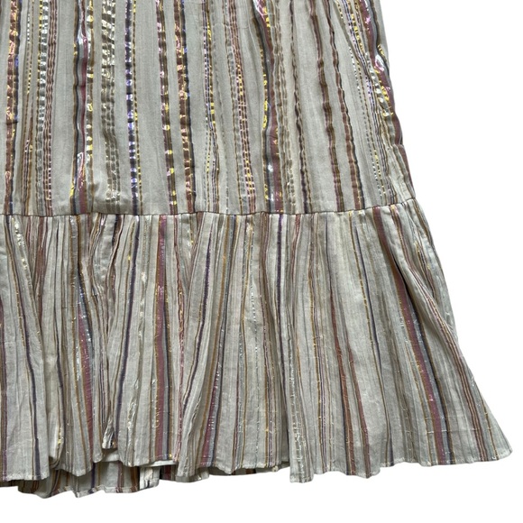 Sea New York Harriet Ruffle Metallic Shimmer Tiered Cream Dress Size 10 - Picture 5 of 13
